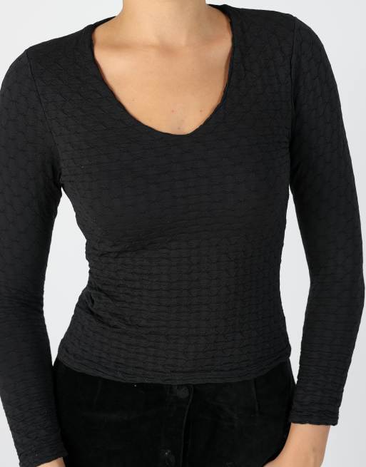 Vintage Nevrotika XXS long sleeve top in black, 4 of 4