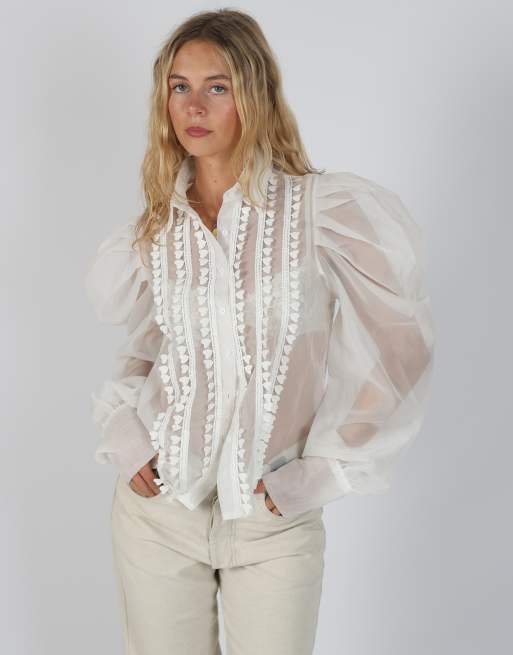 Vintage New Collection M blouse in white, 3 of 4