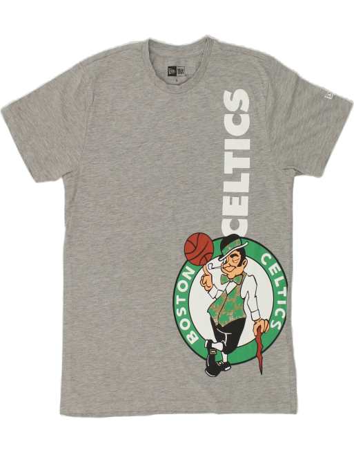 Vintage New Era Celtics Size S Graphic T-Shirt Top in Grey