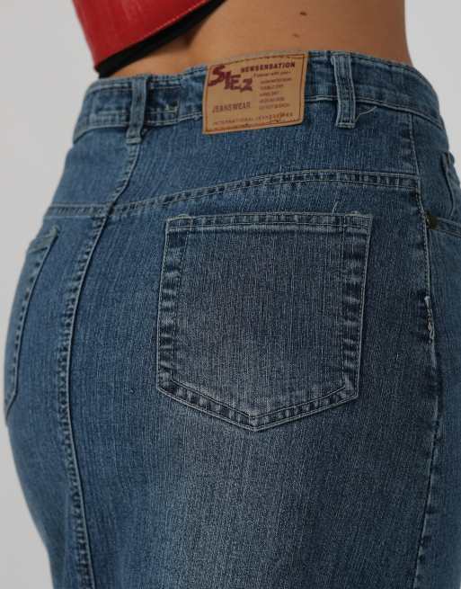 Vintage New Sensation XS denim midi skirt in blue, 4 of 4