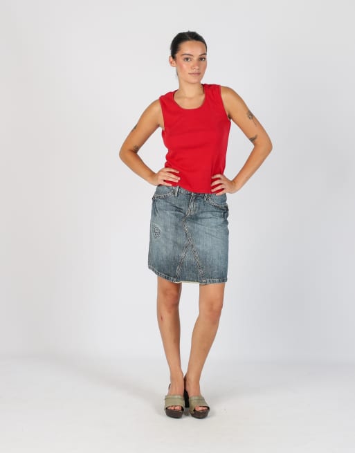 Vintage NewPenny S denim midi skirt in blue