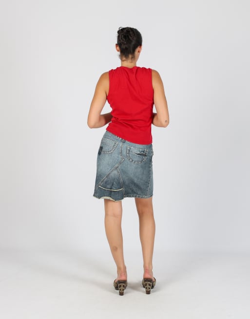 Vintage NewPenny S denim midi skirt in blue, 3 of 4