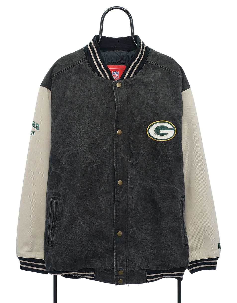 Vintage NFL Green Bay Packers Size XL Bomber Jacket In Black