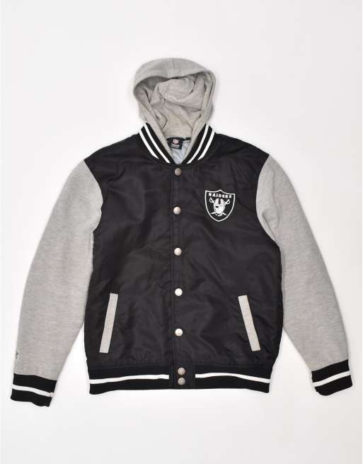  Vintage NFL Size L raiders hooded varsity jacket in grey  