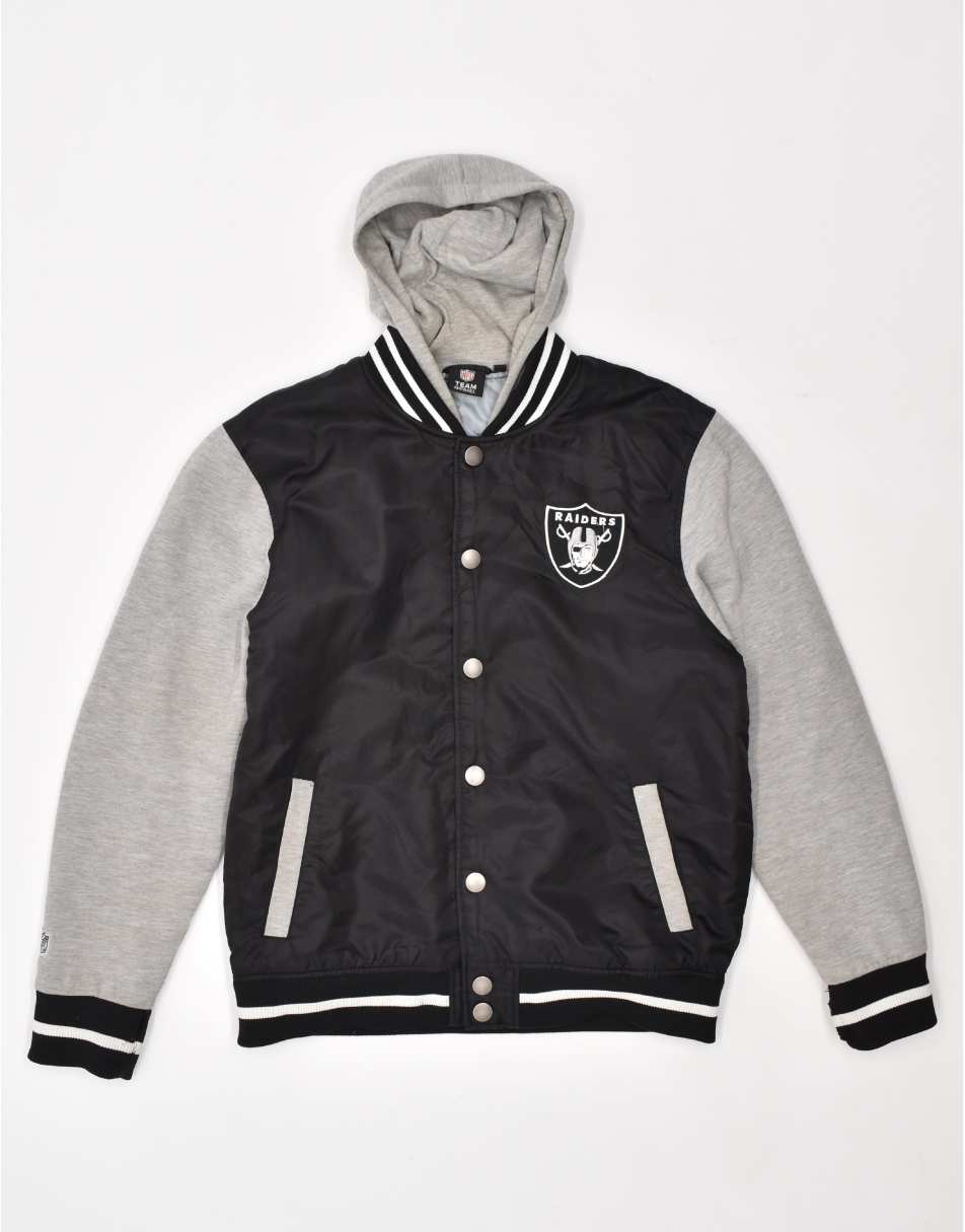 Vintage NFL Size L raiders hooded varsity jacket in grey