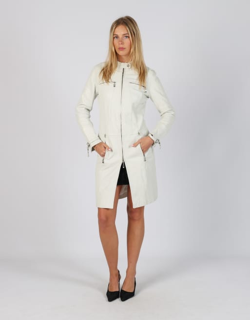 Vintage Nice Girls S leather jacket in ivory, 1 of 4