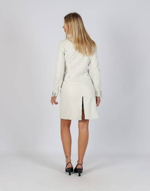 Vintage Nice Girls S leather jacket in ivory, 3 of 4