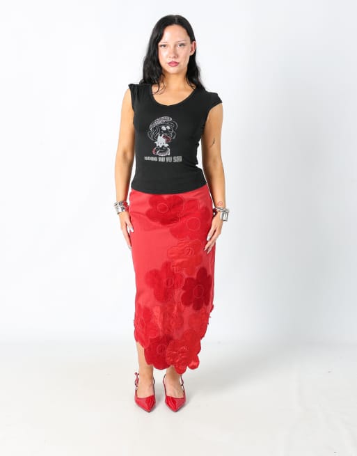 Vintage NO.L.ITA S woven midi skirt in red