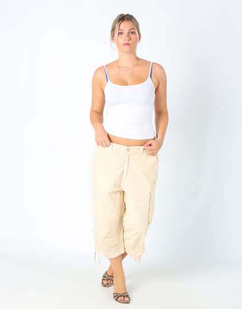 Vintage North Sails M baggy tech pants in cream - view 1