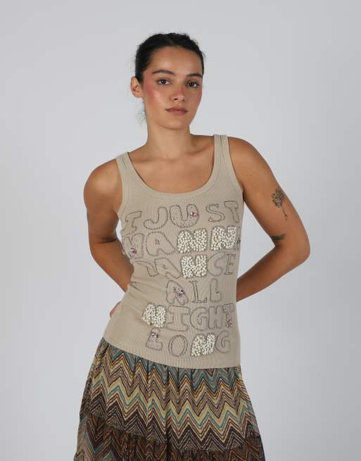 Vintage Northland S woven vest in beige, 3 of 4