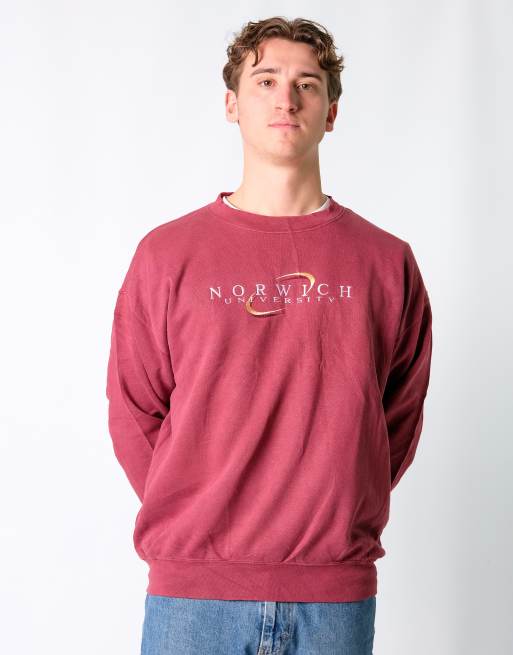 Vintage Norwich university L Sweatshirt Burgundy Red