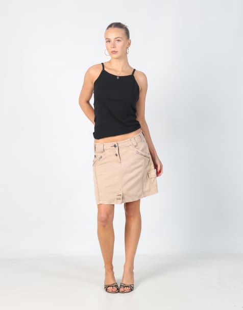 Vintage NTS M woven midi skirt in beige - view 1