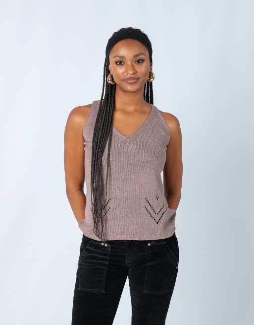 Vintage NuoPai M knitted top in brown