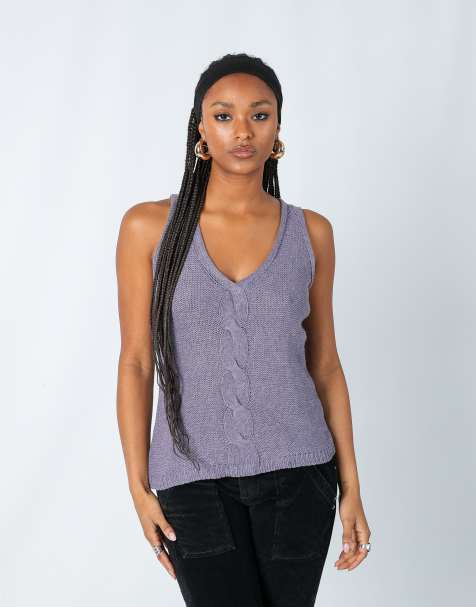 Vintage NuoPai M knitted top in lilac purple - view 1