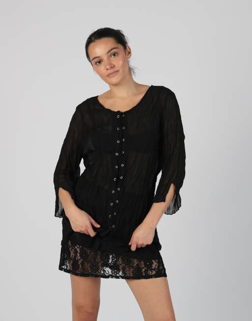 Vintage Nuovo Look M mesh top in black