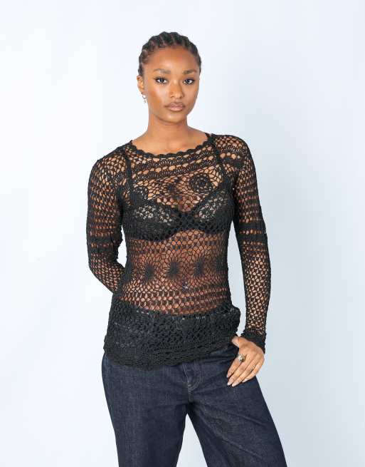 Vintage Nutshell S long sleeve top in black