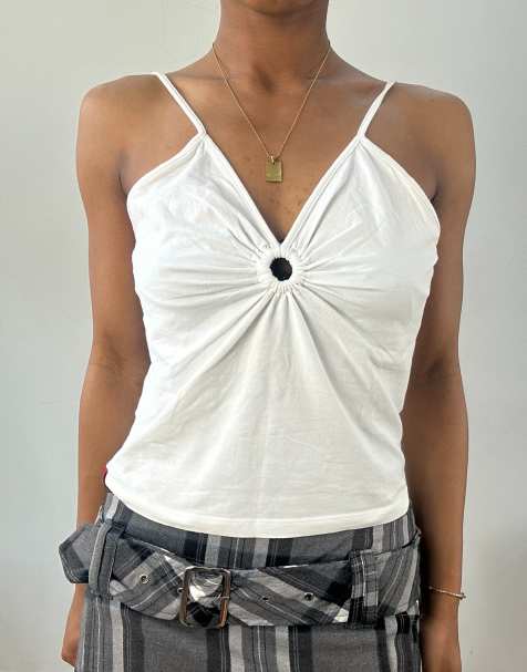 Vintage o-ring detail top in white - view 1