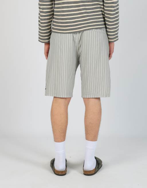 Vintage Oakley stripe 34x20 nylon sports shorts in beige, 2 of 4