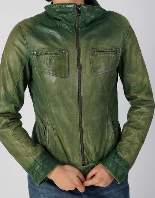 Vintage Oakwood S leather jacket in dark green, 4 of 4