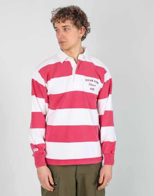 Vintage Ocean View. m rugby sweatshirt in red