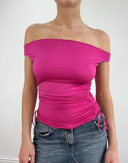 Vintage off the shoulder top in pink