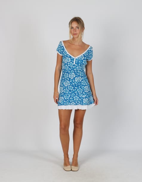 Vintage Offlimits S woven mini dress in blue - view 1