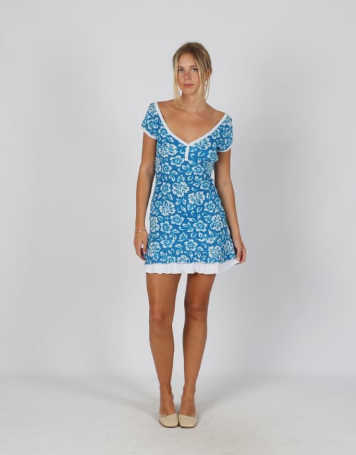 Vintage Offlimits S woven mini dress in blue