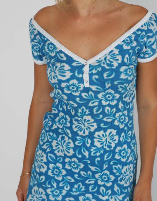 Vintage Offlimits S woven mini dress in blue, 4 of 4