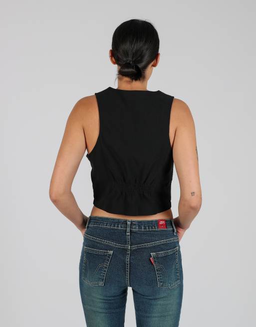 Vintage Okay S woven top in black, 2 of 4
