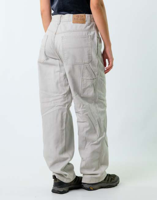 Vintage Old Navy 33x32 Canvas Carpenter Baggy Jeans Beige