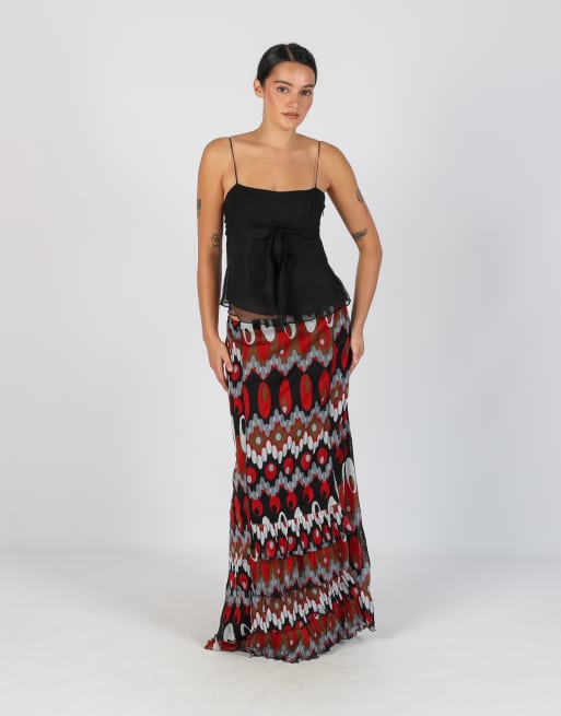 Vintage Oltre M woven maxi skirt in black, 1 of 4