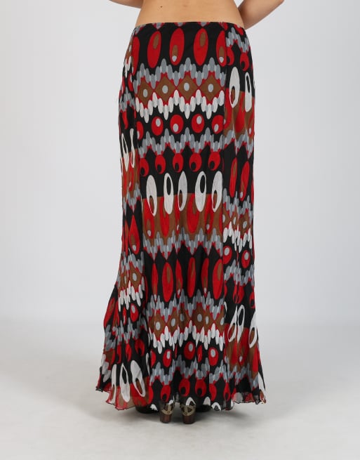 Vintage Oltre M woven maxi skirt in black, 4 of 4