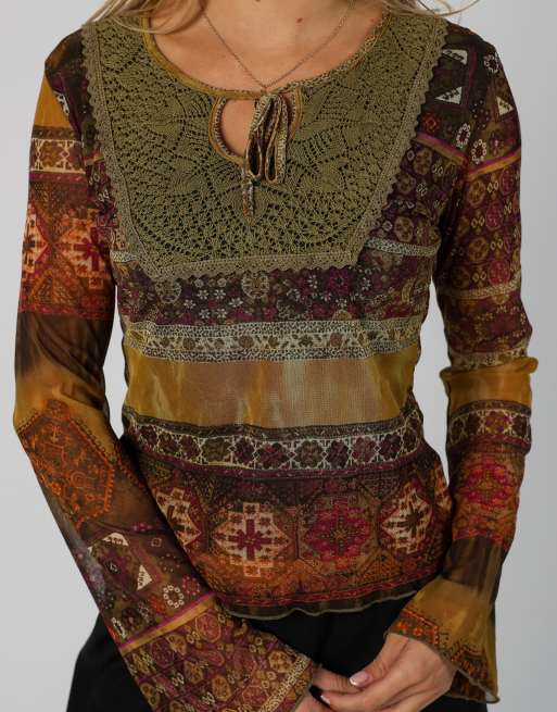 Vintage Oltre S long sleeve top in dark green, 4 of 4
