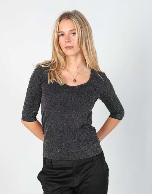 Vintage Omero S long sleeve top in black, 3 of 4