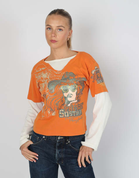 Vintage One S long sleeve top in orange - view 1