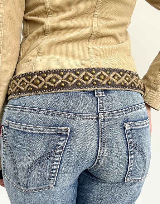 Vintage one size embroidered wide belt in brown, 2 of 4