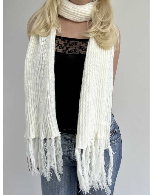 Vintage one size longline scarf in white, 1 of 4