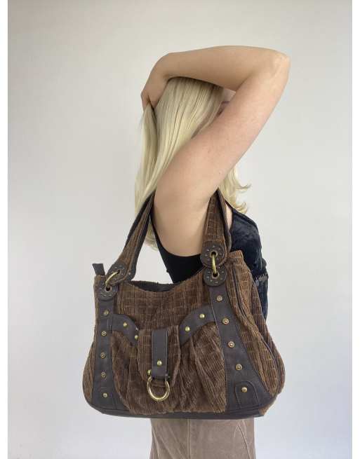 Vintage one size oversized shoulder bag in dark brown, 2 of 4