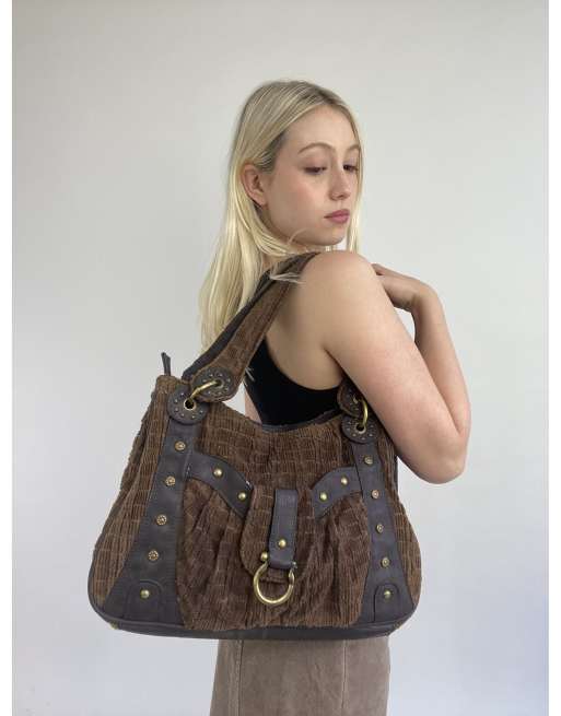 Vintage one size oversized shoulder bag in dark brown, 4 of 4