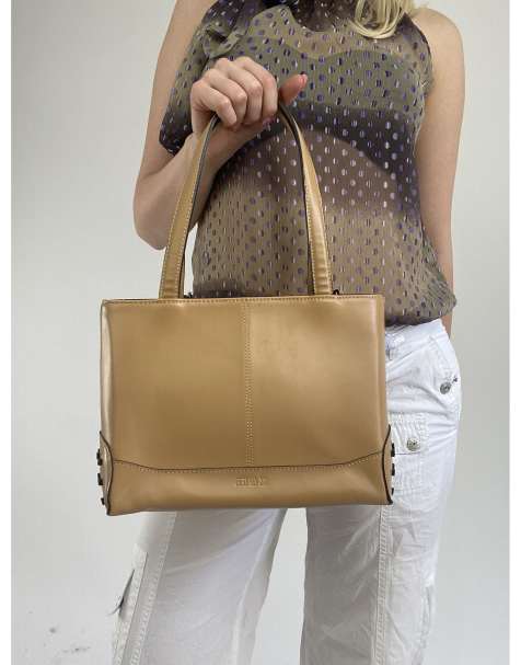 Vintage one size structured shoulder bag in tan - view 1