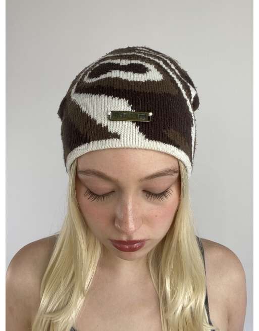 Vintage one size two tone hat in brown and cream, 3 of 4