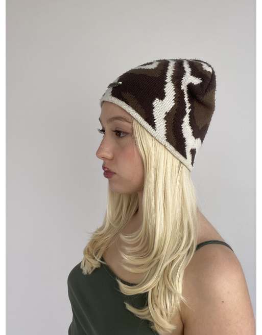 Vintage one size two tone hat in brown and cream, 4 of 4
