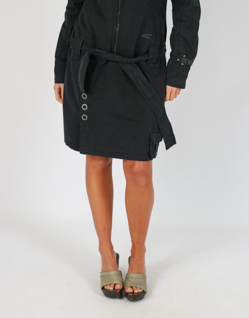 Vintage O'Neill M denim midi dress in black, 2 of 4