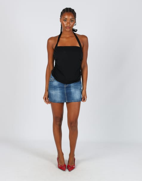 Vintage ONLY S denim mini skirt in blue - view 1