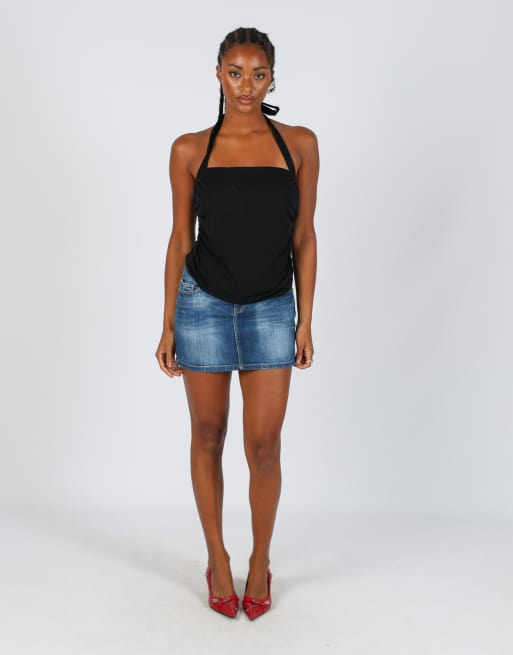 Vintage ONLY S denim mini skirt in blue