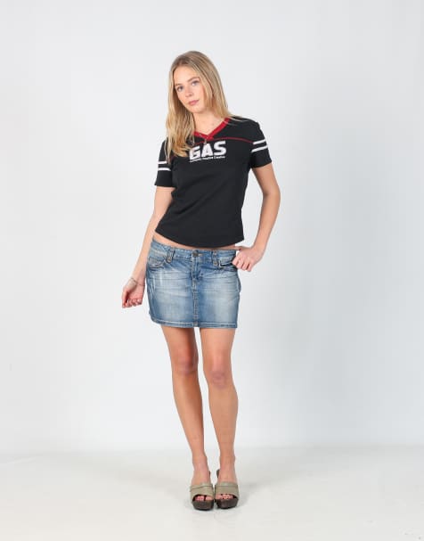 Vintage ONLY XS denim mini skirt in blue - view 1