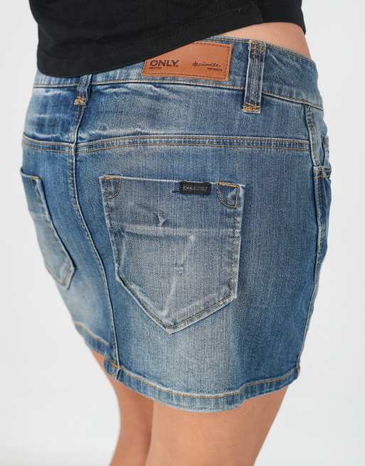 Vintage ONLY XS denim mini skirt in blue, 4 of 4