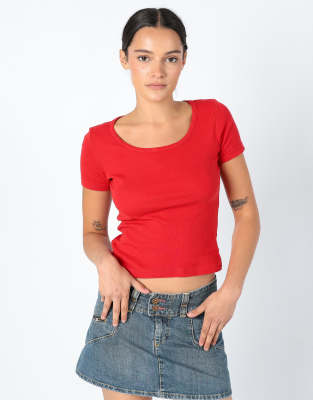 Vintage Onyx 8 Woven Top Red