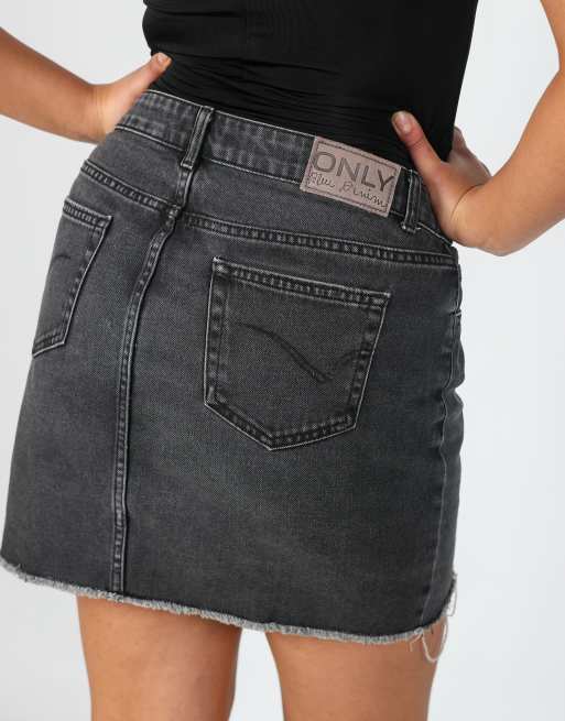 Vintage Onyx M denim mini skirt in charcoal grey, 4 of 4