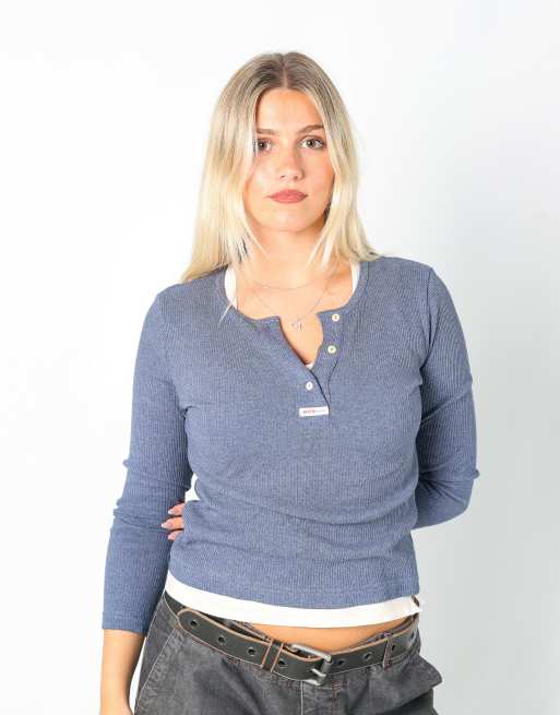 Vintage Onyx M long sleeve top in blue